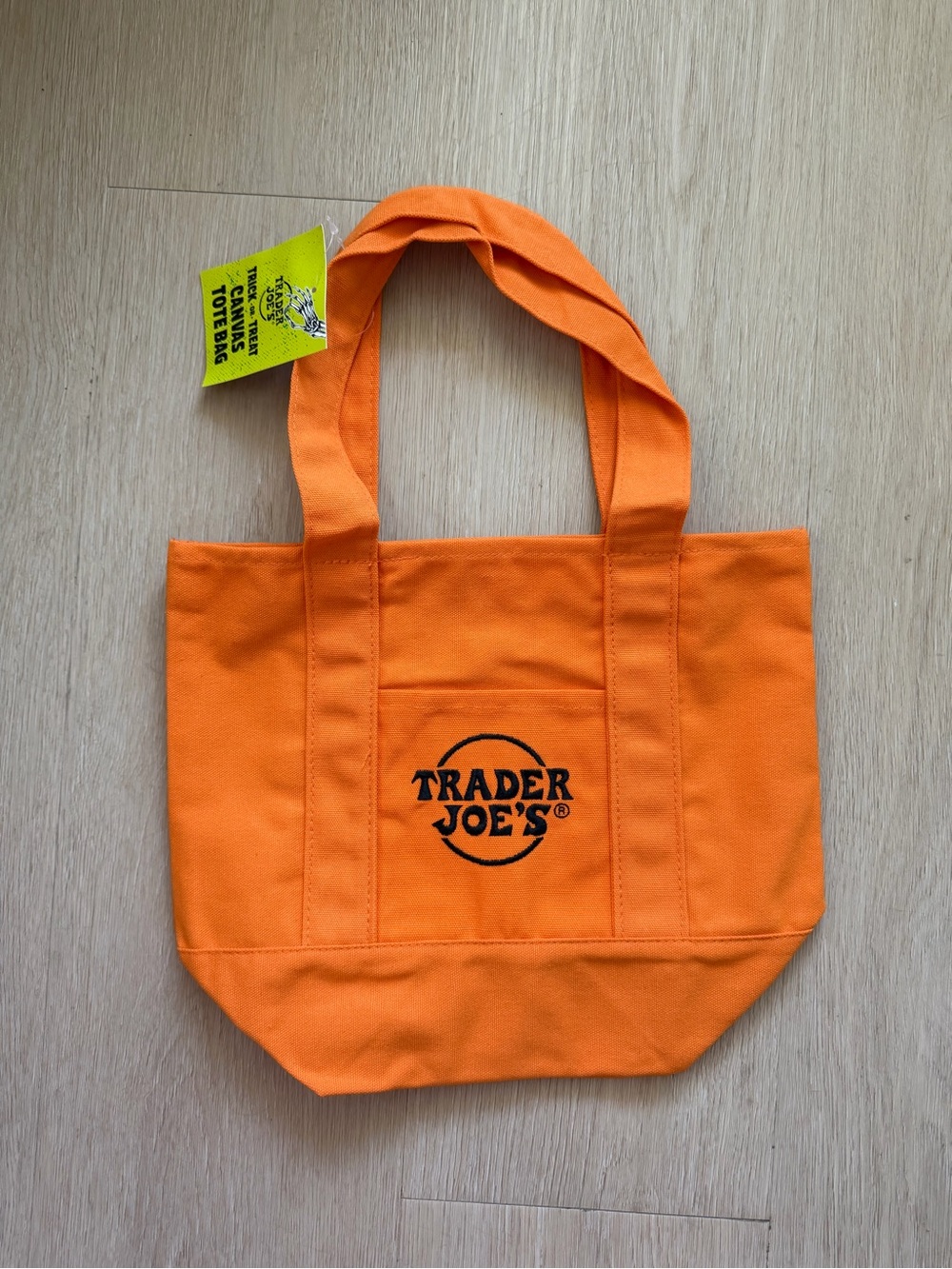 Trader Joes Mini Canvas Tote Bag in orange